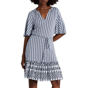 NWT- Boden Womens Notch Neck Jersey Dress Navy/White Size 2R